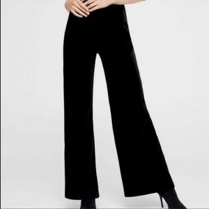 Mango Velvet Black Wide Leg Pants Size XS